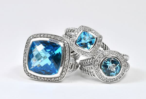 Silver jewelry with topazes