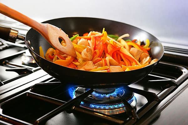 Cooking in a non-stick pan