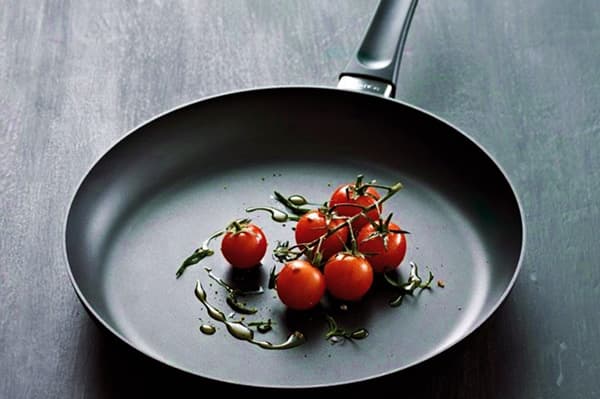 Cherry tomatoes in a pan
