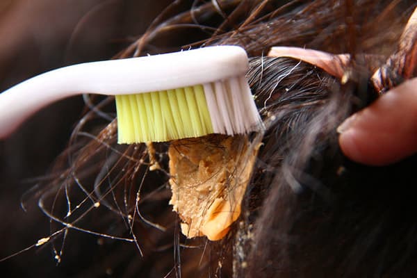 A piece of slime in the hair