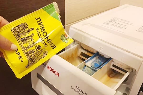 Citronskābes pievienošana mazgāšanas teknei