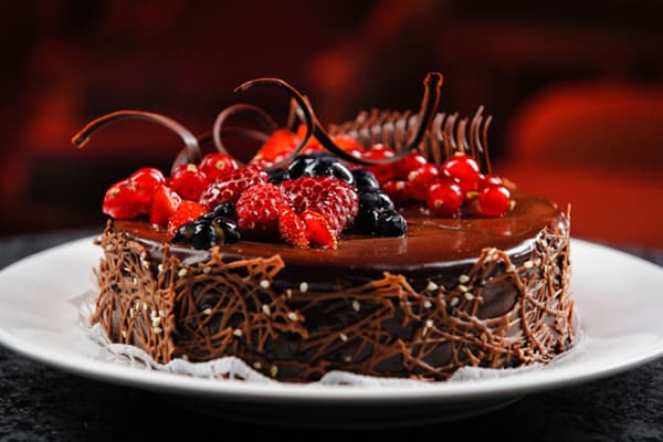 Chocolate cake with fruit