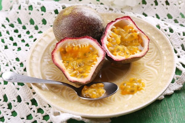 Passion fruit on a plate