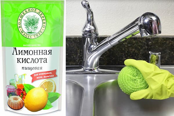 Citronskābe krāna tīrīšanai