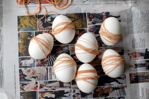 Stationery gum on boiled eggs