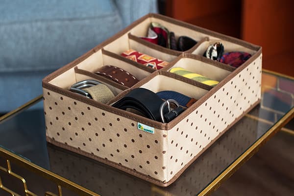 Organizer box for belts and accessories