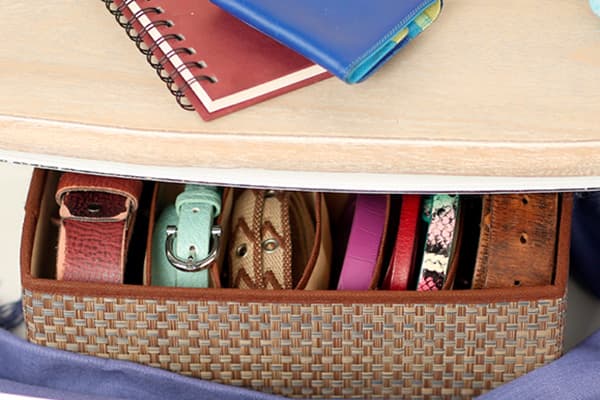Basket organizer for belts