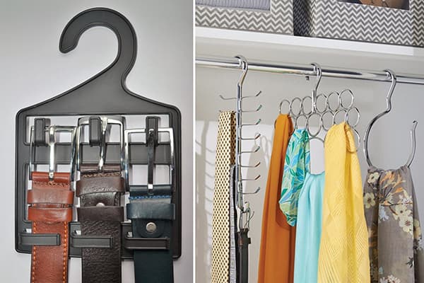 Special hangers for belts and belts