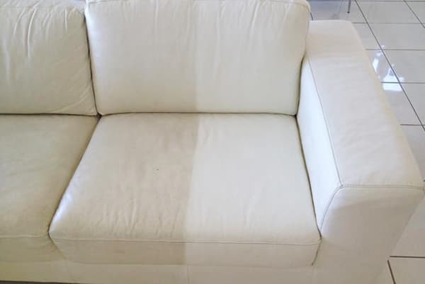 Cleaning a light eco-leather sofa