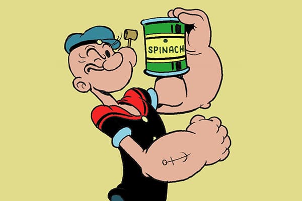 Jūrnieks Papai ar spinātiem