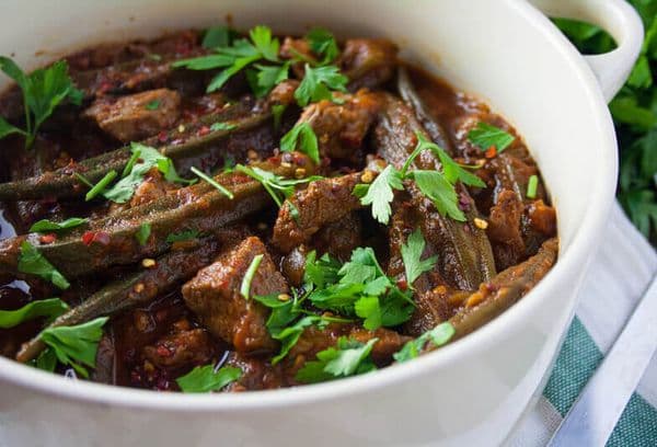 Okra with meat