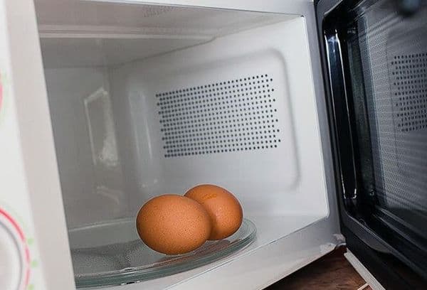 Two eggs in the microwave