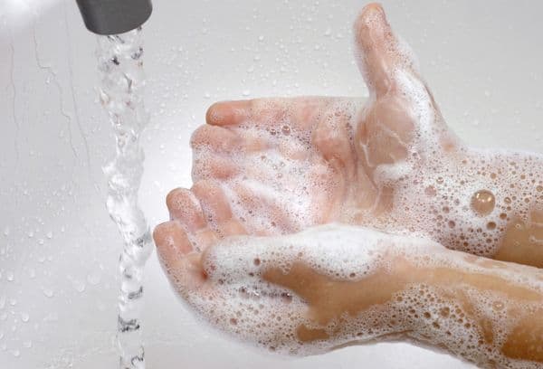 Lathering hands
