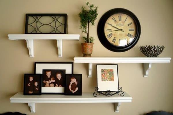 Shelves in a classic living room interior