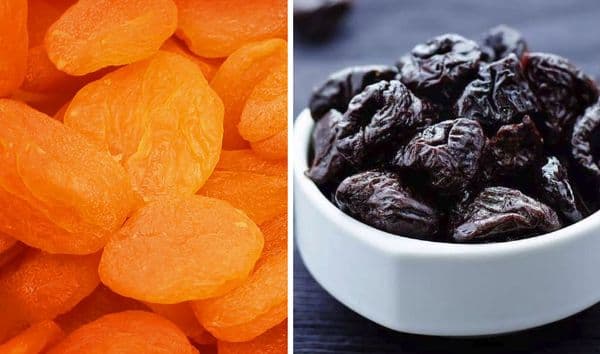 prunes and dried apricots