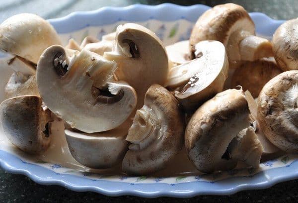 chopped mushrooms on a plate