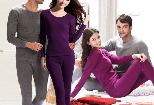 Girl with a guy in thermal underwear
