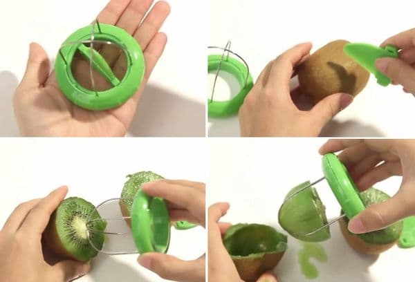 Kiwi cleaning with a special knife