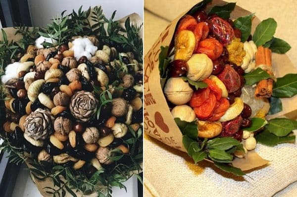 Bouquets of nuts and dried fruits