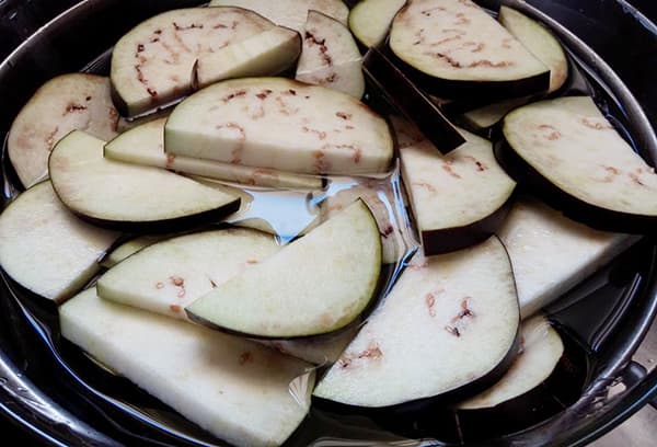 Eggplant in salt water