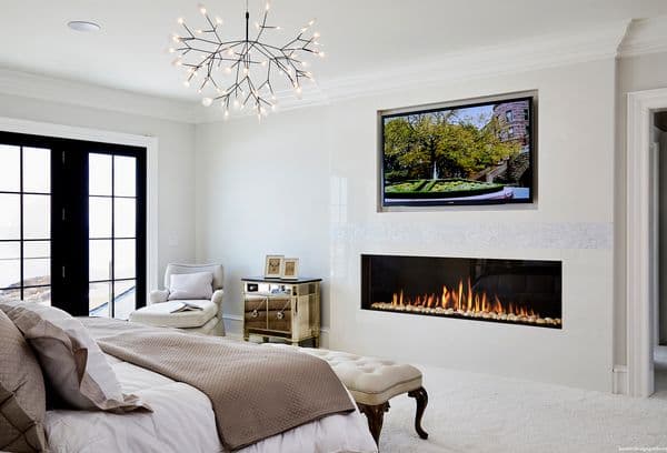 Electric fireplace in the interior