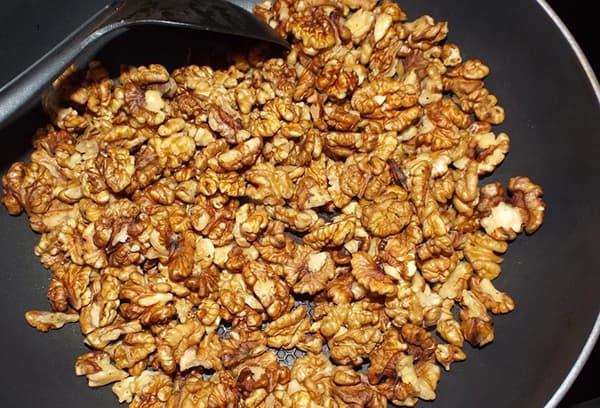 Walnuts in a pan