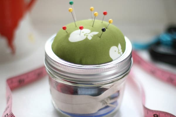 Needle box from a small jar