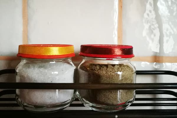 Jars of salt and pepper