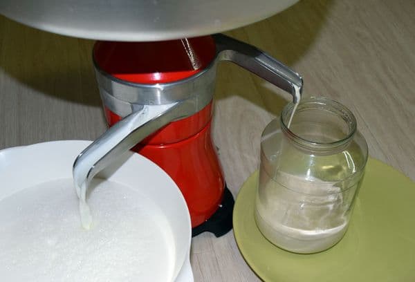 cream through a separator