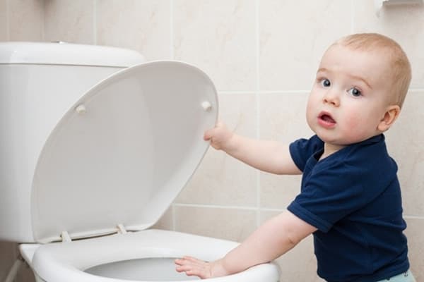 The child lifted the toilet lid