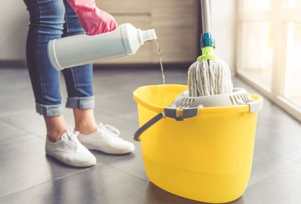 cleaning the house