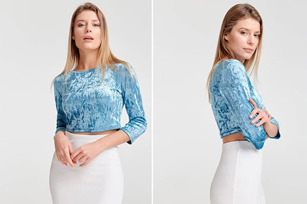 Blue Velor Top