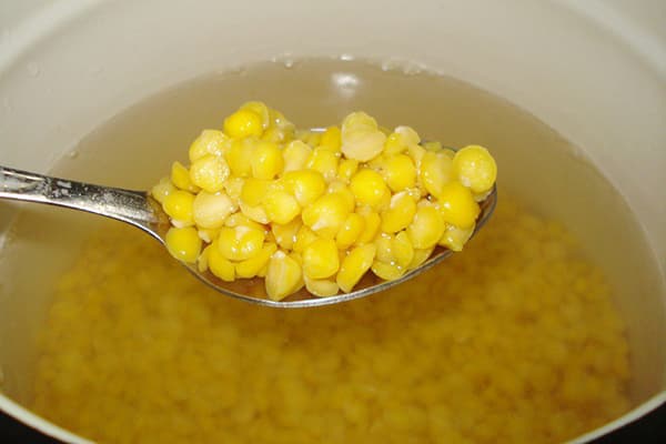 Cooking chopped peas