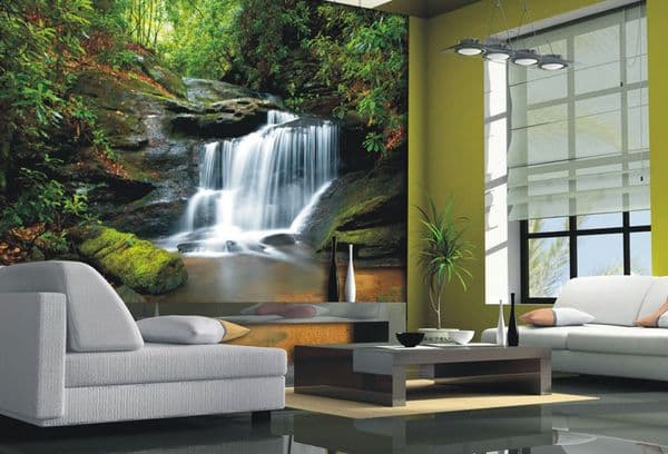 photo wallpaper in the living room