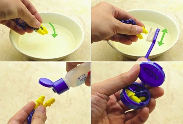 Cleaning the earbuds