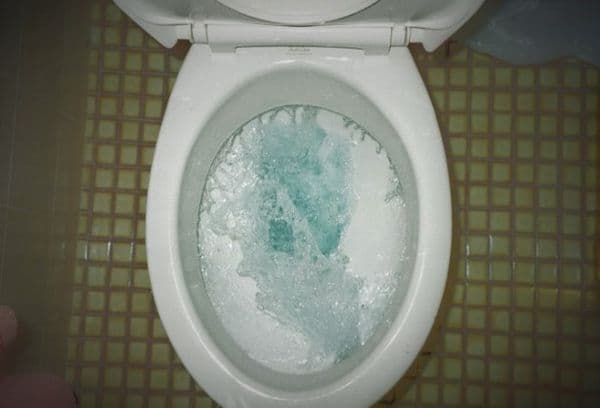 Flushing the toilet