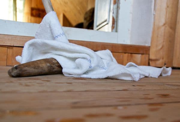 mopping with a towel