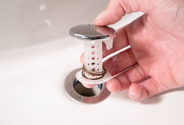 Hair in the bath drain