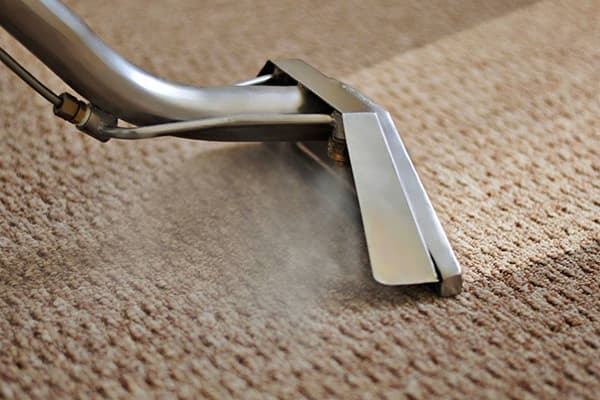 Carpet cleaning with a steam cleaner