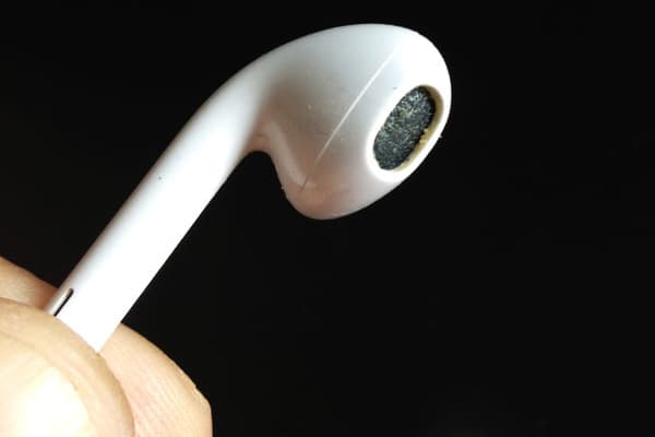 Earwax marks on the earpiece