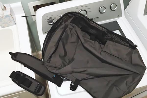 Preparing the backpack for washing
