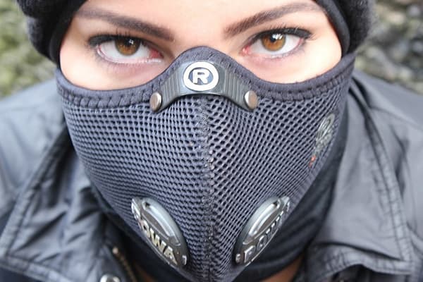 Girl in a respirator