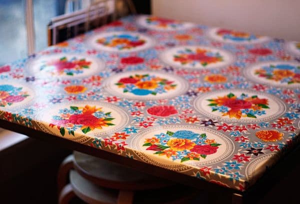 Colored oilcloth