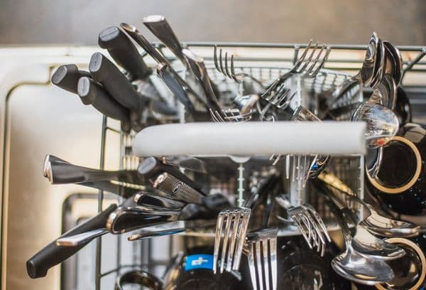 silver forks in the dishwasher