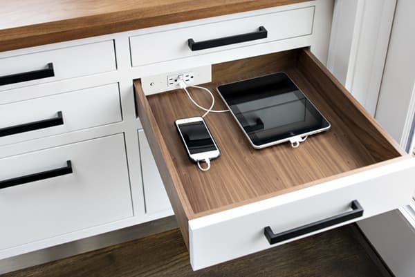 Charger outlet in desk drawer
