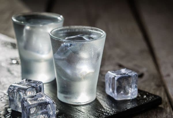 glasses with vodka
