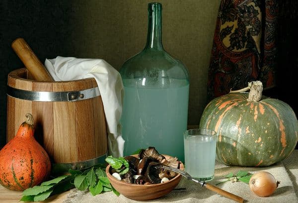 Mushrooms, pumpkin and moonshine