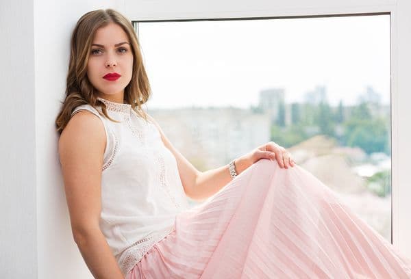 Girl in a pink skirt