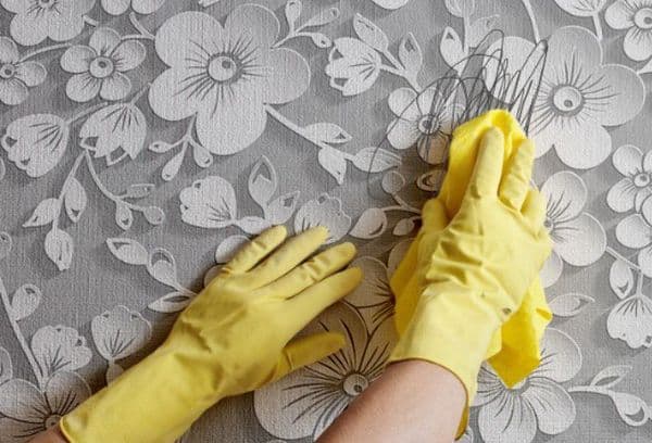 handle marks on the wallpaper