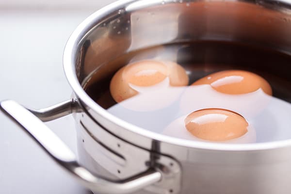 Eggs in a pan with water